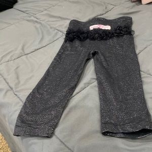 Rufflebutts 2T-3T footless tights. Black with silver stripes